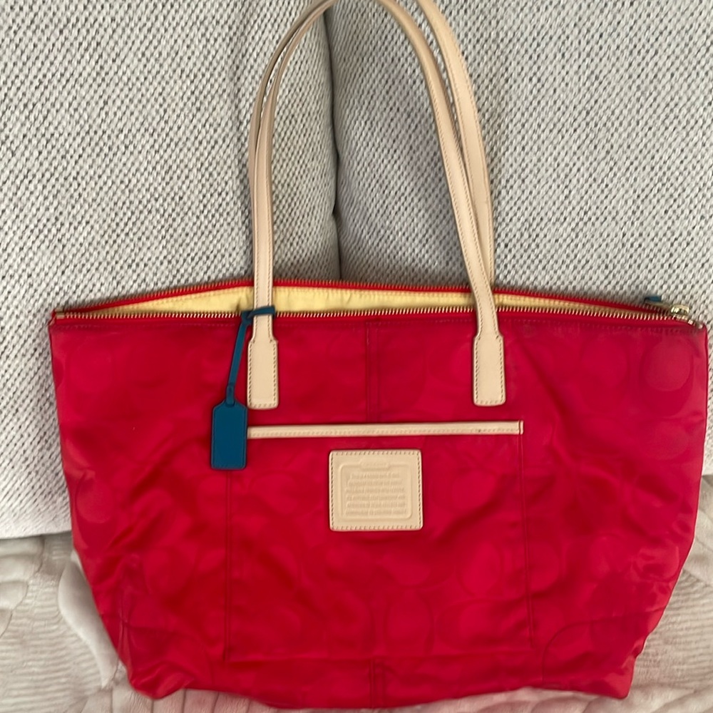 Coach rare satchel Red color.